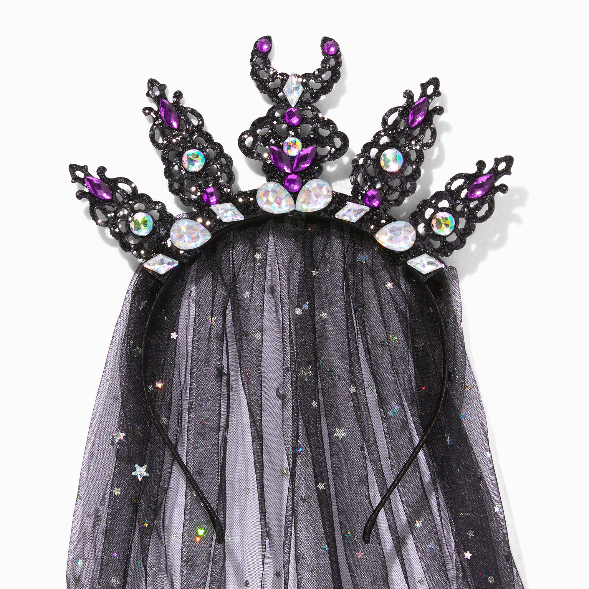 Serre-tête voile diadème strass céleste,