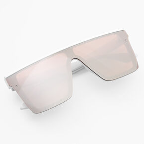 Rose Gold Shield White Sunglasses,