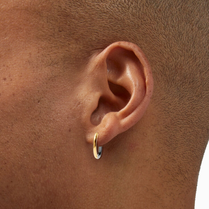 Titanium 12MM Silver &amp; Gold Hoop Earrings,