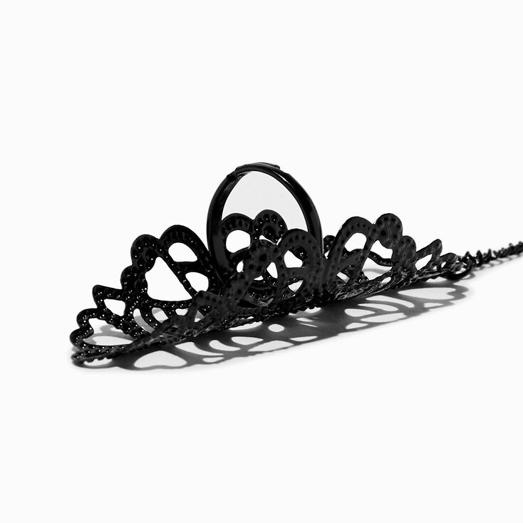 Black Gemstone Lace Look Bracelet Ring,