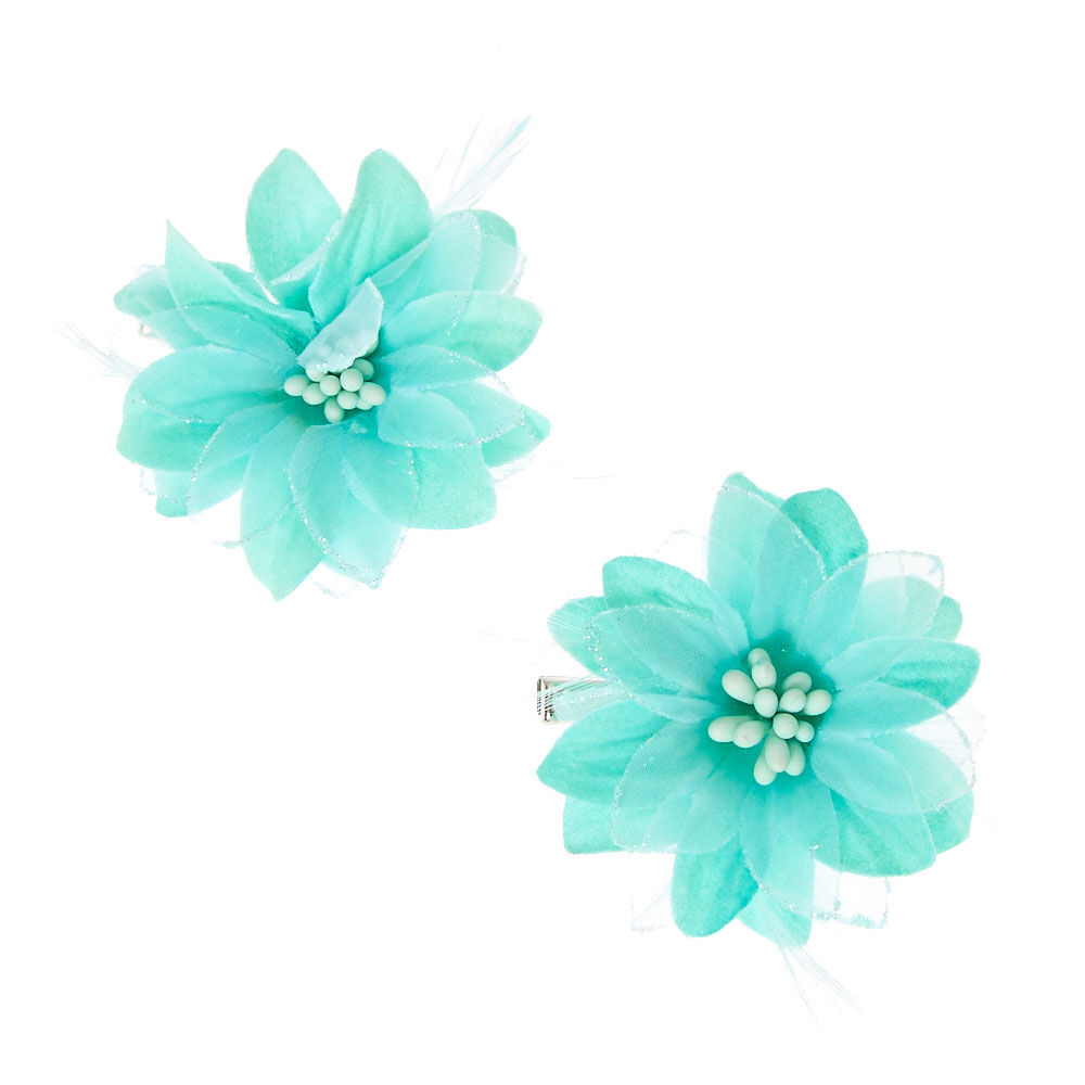 mint green flower hair clip