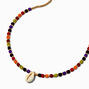 Cowrie Shell Rainbow Beads Pendant Necklace ,