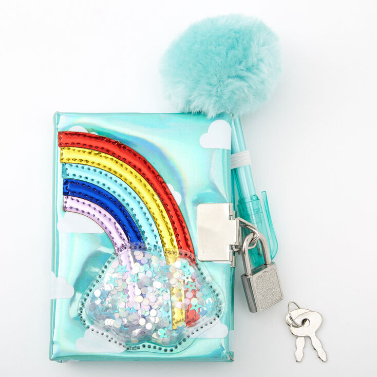 Claire's Mini journal intime à cadenas arc-en-ciel Claire's Club - Bleu