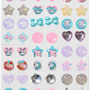 Claire&#39;s Club Pastel Unicorn Stick On Earrings - 30 Pack,