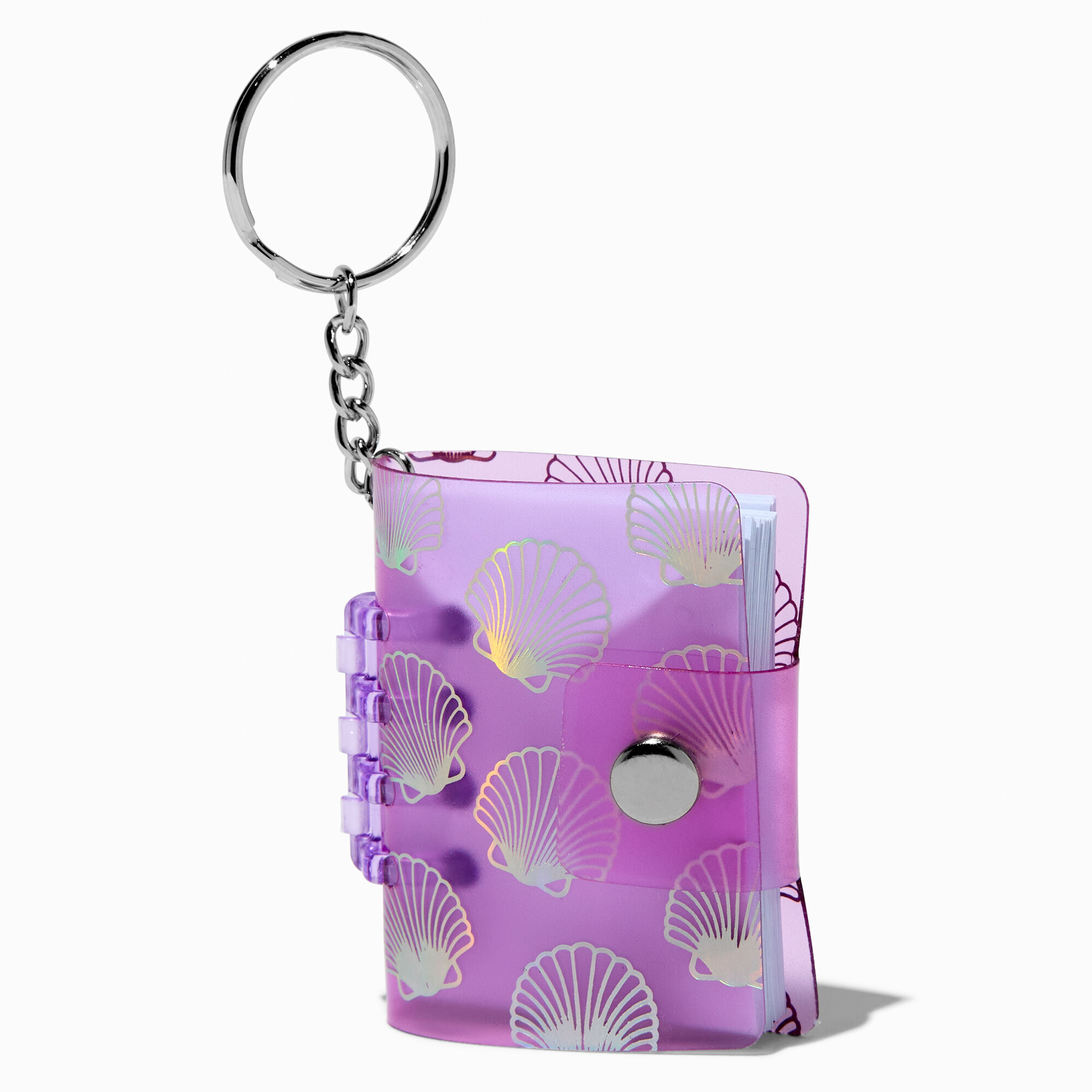 View Claires Holographic Seashell Mini Diary Keyring information