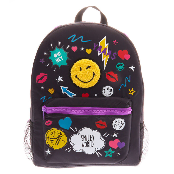 Claire's Sac à dos noir icônes Smiley World®