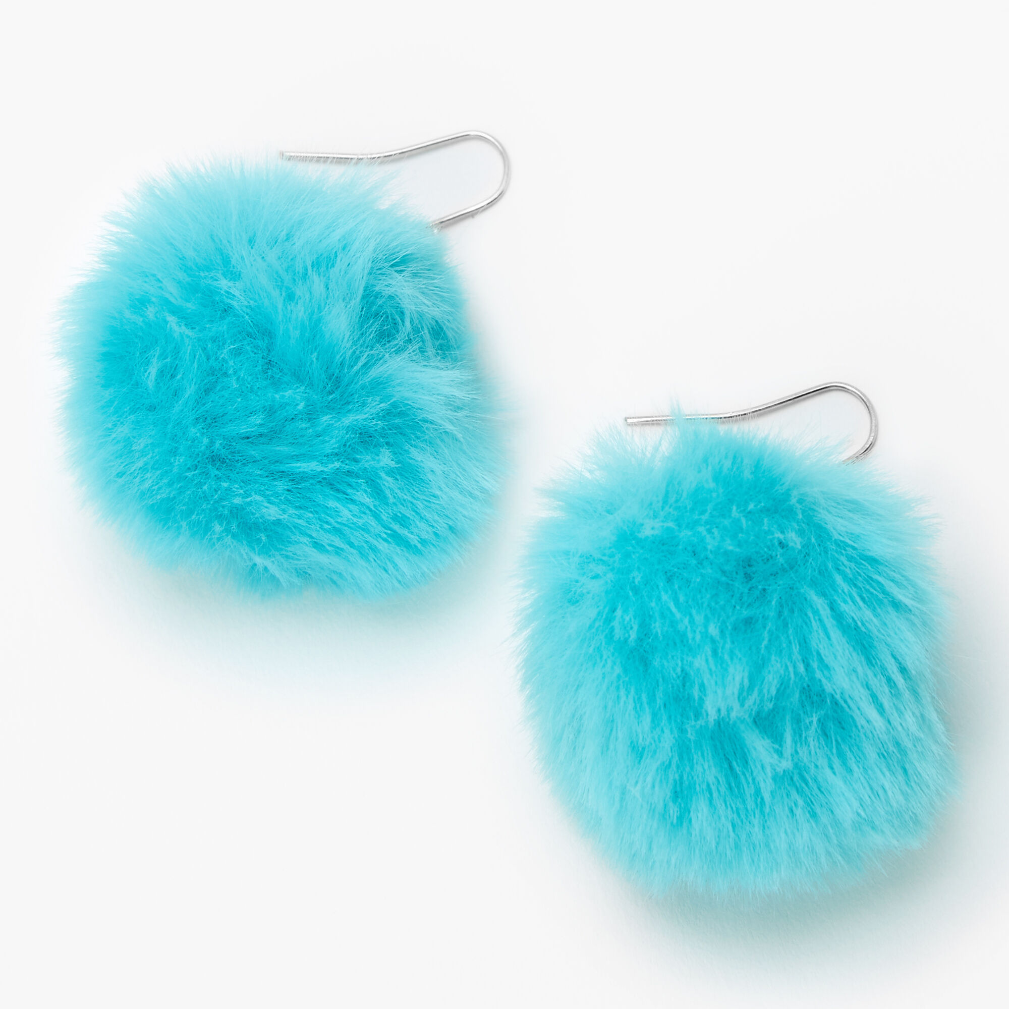 Turquoise 1.5'' Pom Pom Drop Earrings,