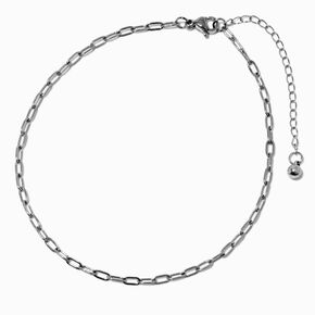 Silver-tone Stainless Steel Paperclip Chain Anklet,