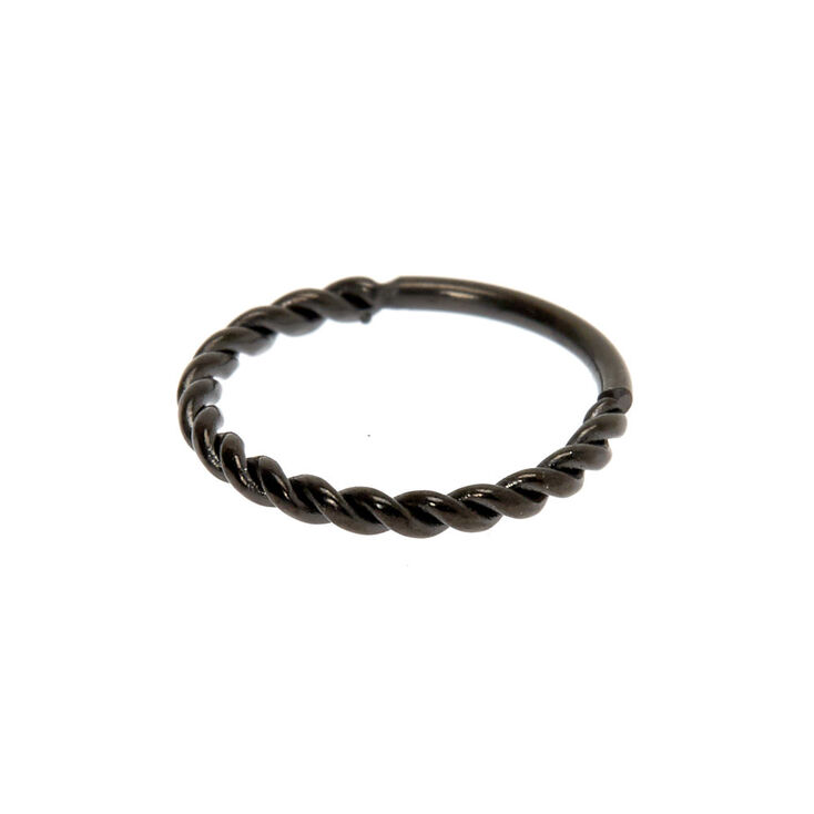 Hematite 20G Twisted Coil Hoop Nose Ring,