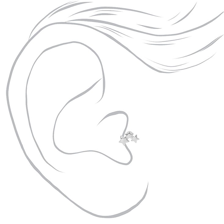 Silver-tone Moon Star Tragus Stud Earrings - 3 Pack,