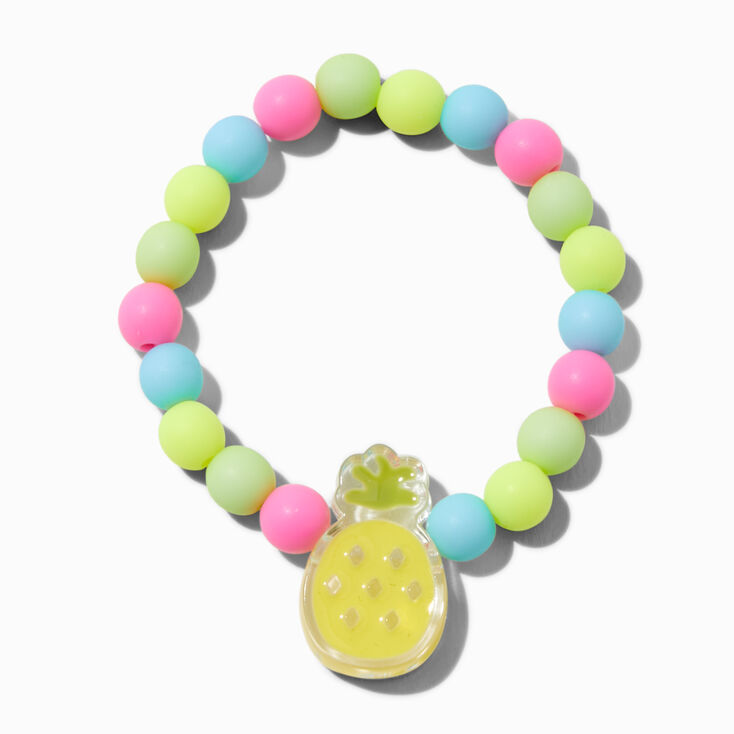 Claire&#39;s Club Matte Multicolor Pineapple Stretch Bracelet,