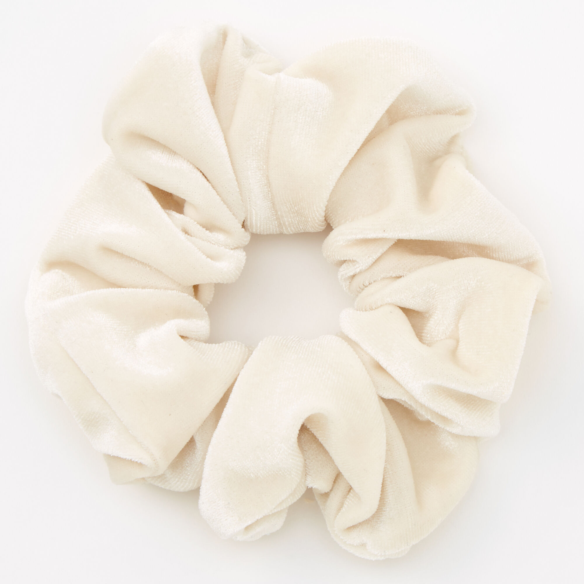 View Claires Medium Flat Velvet Hair Scrunchie Bracelet Ivory information