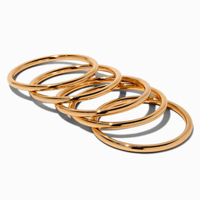 Gold-tone Thick Bangle Bracelets - 5 Pack,