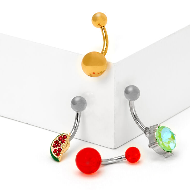 Piercings de nombril r&ecirc;ves past&egrave;que 1,6&nbsp;mm m&eacute;taux mixtes - Lot de 4,
