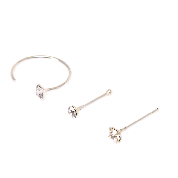 Sterling Silver Studs Square Half Hoop Nose Rings Claire S