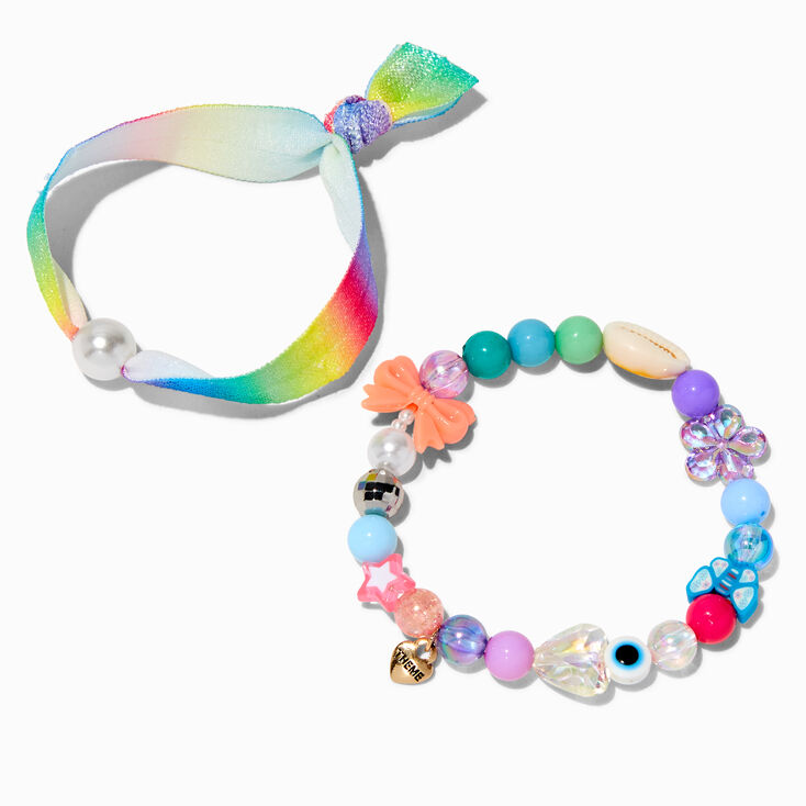 T H E M E x Claire&#39;s Beaded Mixed Media Bracelet Set - 2 Pack,