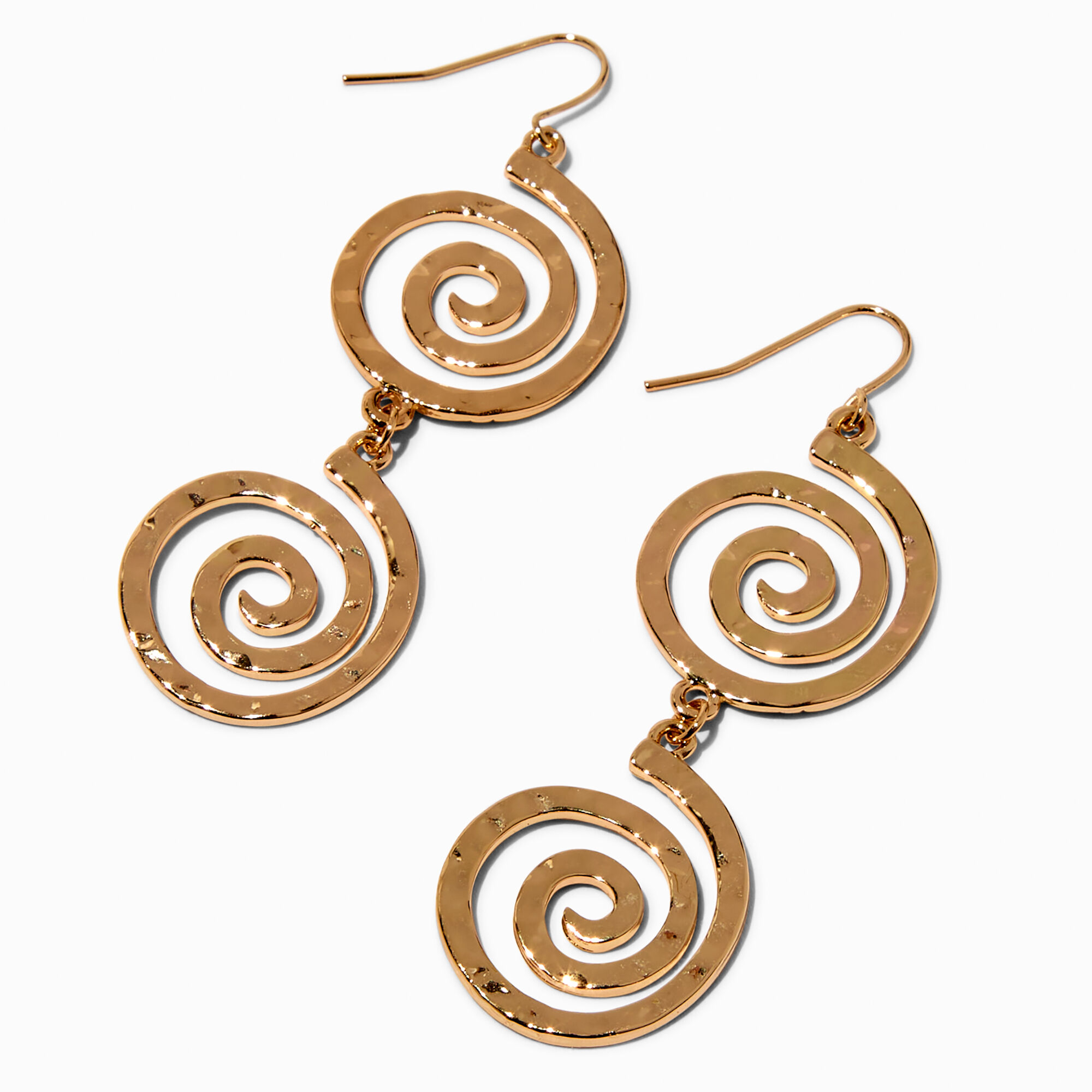 View Claires Tone Double Swirl 2 Drop Earrings Gold information