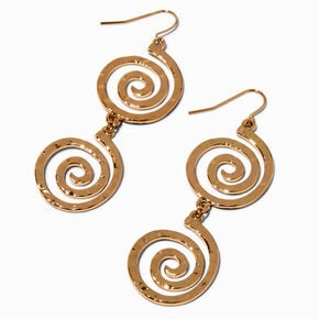 Gold-tone Double Swirl 2&quot; Drop Earrings,