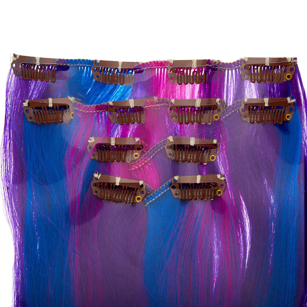 Ombré Faux Hair Clip In Extensions - Purple, 4 Pack,