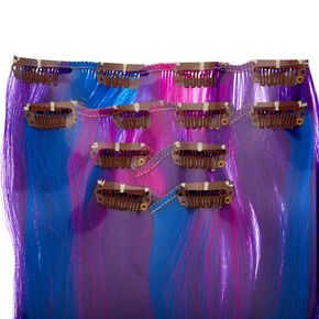 Ombre Faux Hair Clip In Extensions - Purple, 4 Pack,