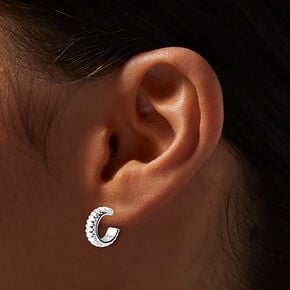 Silver-tone Crystal Mixed Motif Earring Stackables Set - 9 Pack,