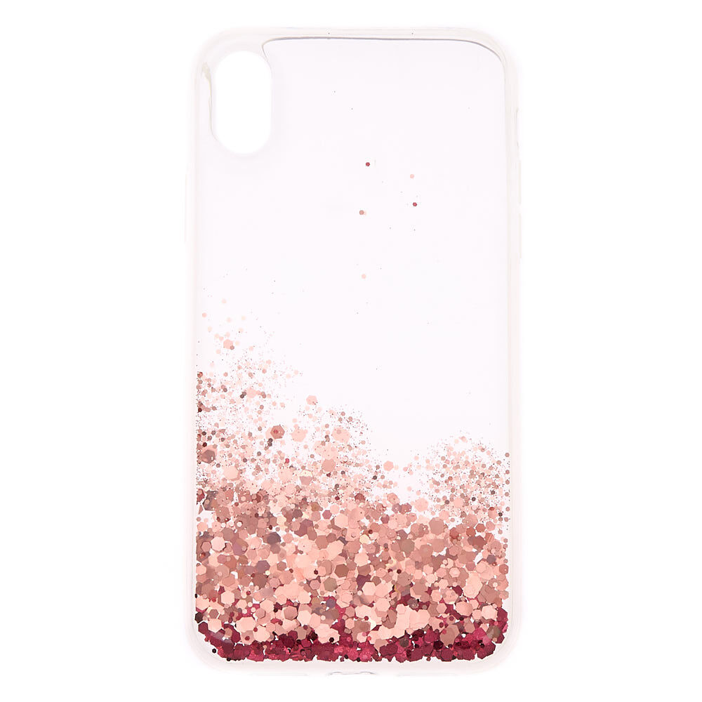 Pink Glitter Cascade Protective Phone Case - Fits iPhone XR,