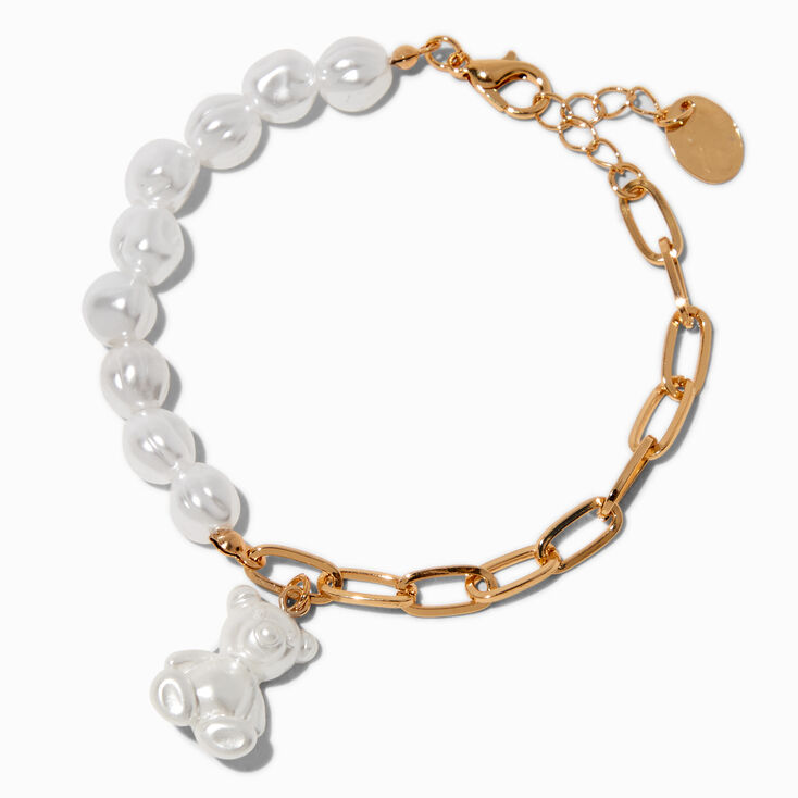 Pearl Teddy Bear Mixed Chain Bracelet,
