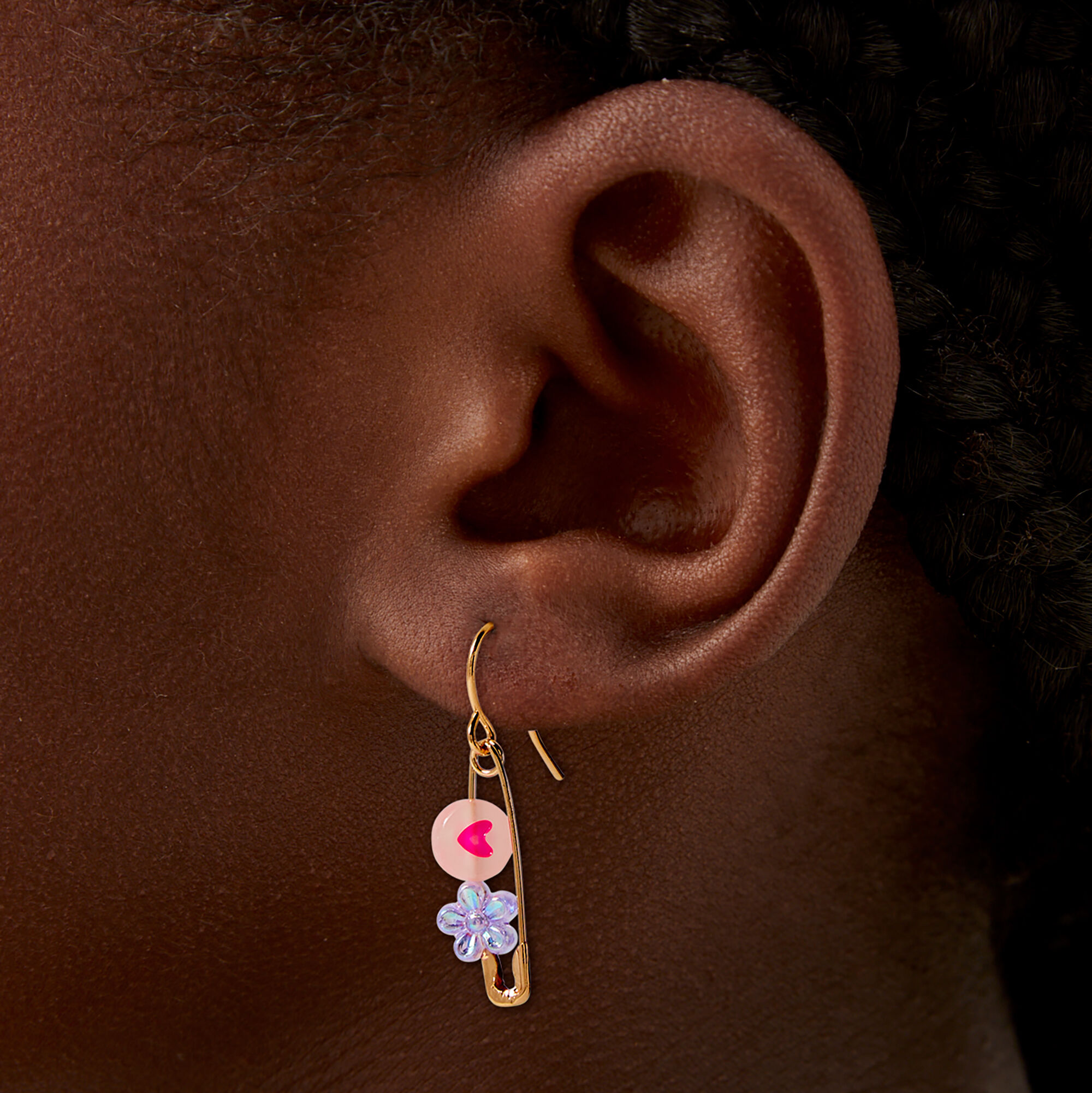 Glow in the Dark Safety Pink Drop Earrings ,