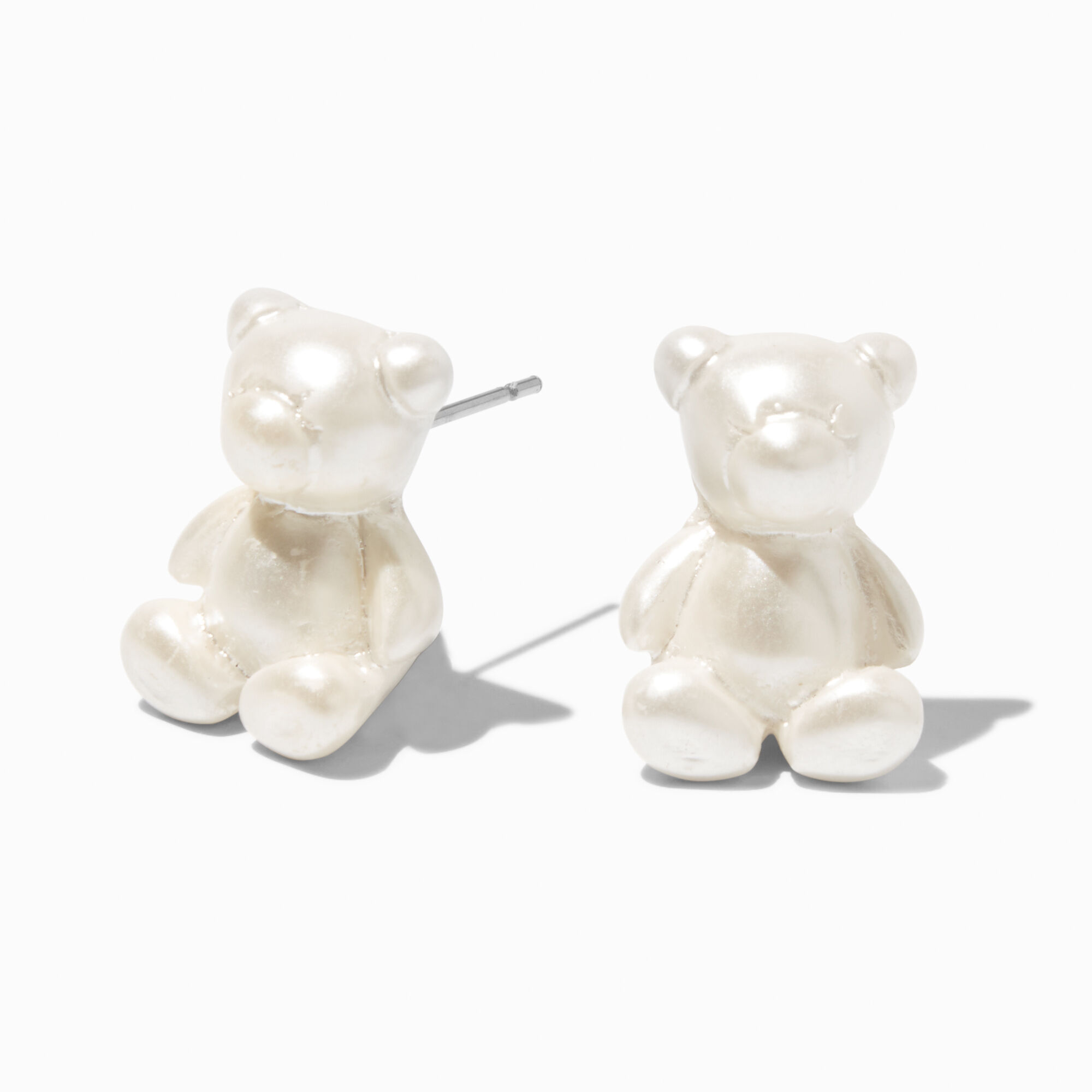 Pearlized Bear Stud Earrings,