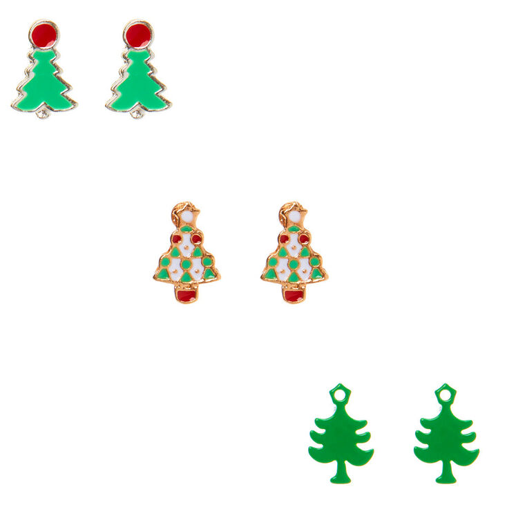 Clous d&rsquo;oreille sapin de No&euml;l - Lot de 3,