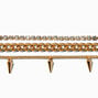 Gold-tone Crystal Cup Chain Spike Bracelets - 3 Pack ,