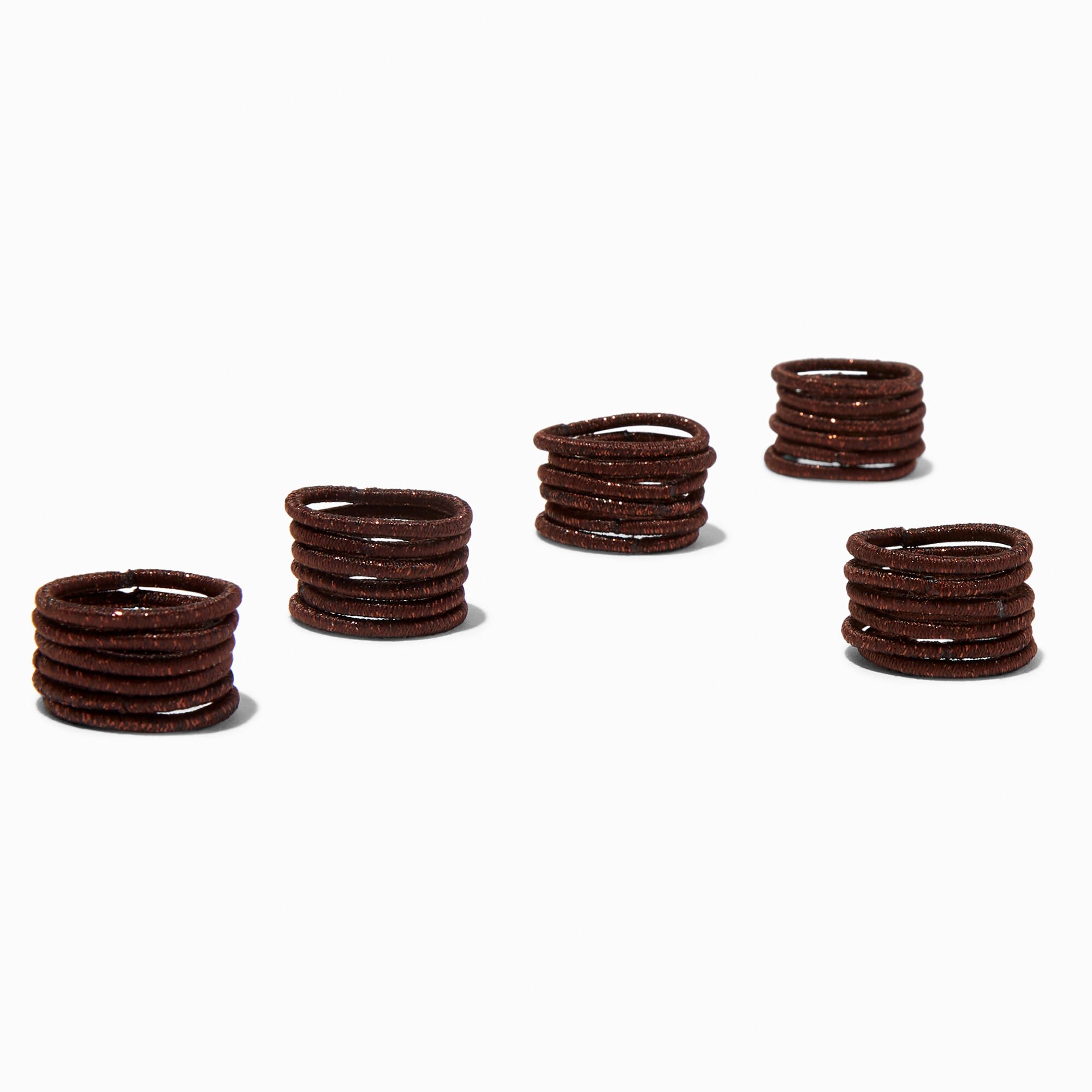 View Claires Lurex Small Hair Ties 30 Pack Brown information