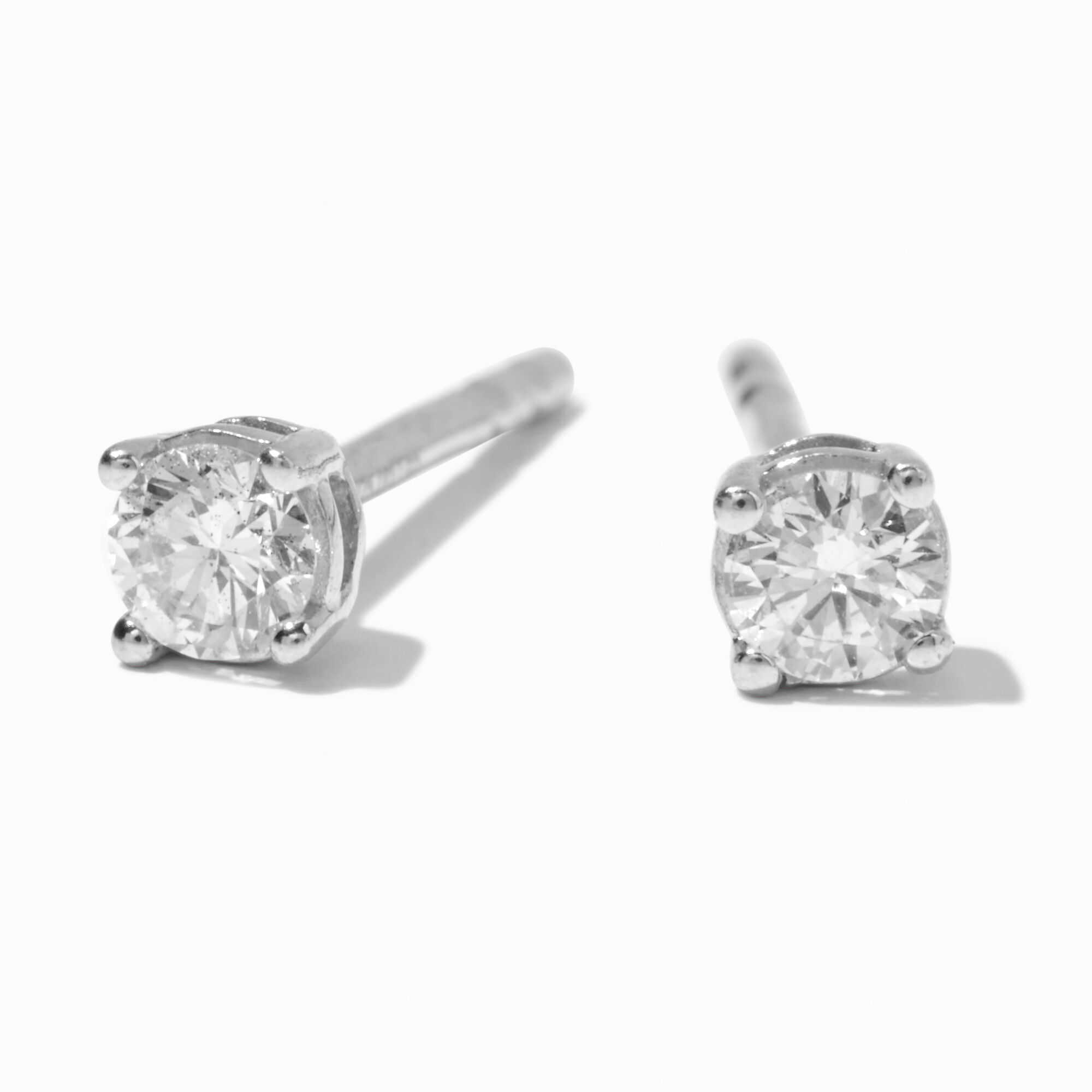 View C Luxe By Claires 120 Ct Tw Round Basket Laboratory Grown Diamond 2MM Stud Earrings Silver information