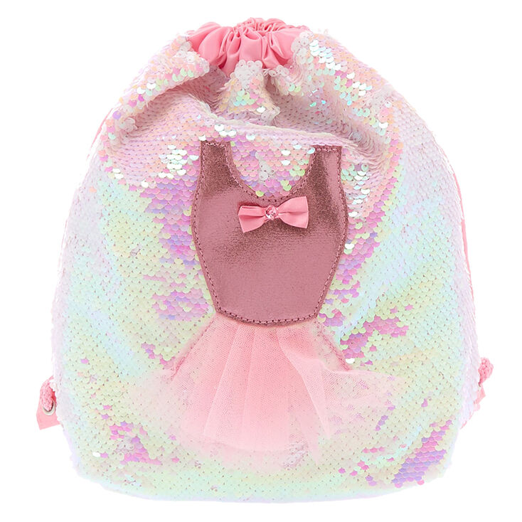 Claire&#39;s Club Sequin Ballet Drawstring Bag - Pink,