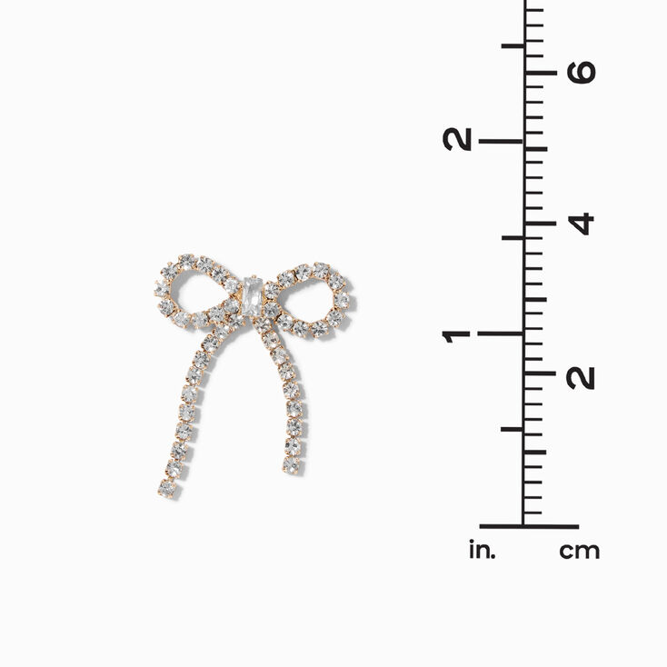 Gold-tone Rhinestone Bow 1&quot; Drop Earrings ,