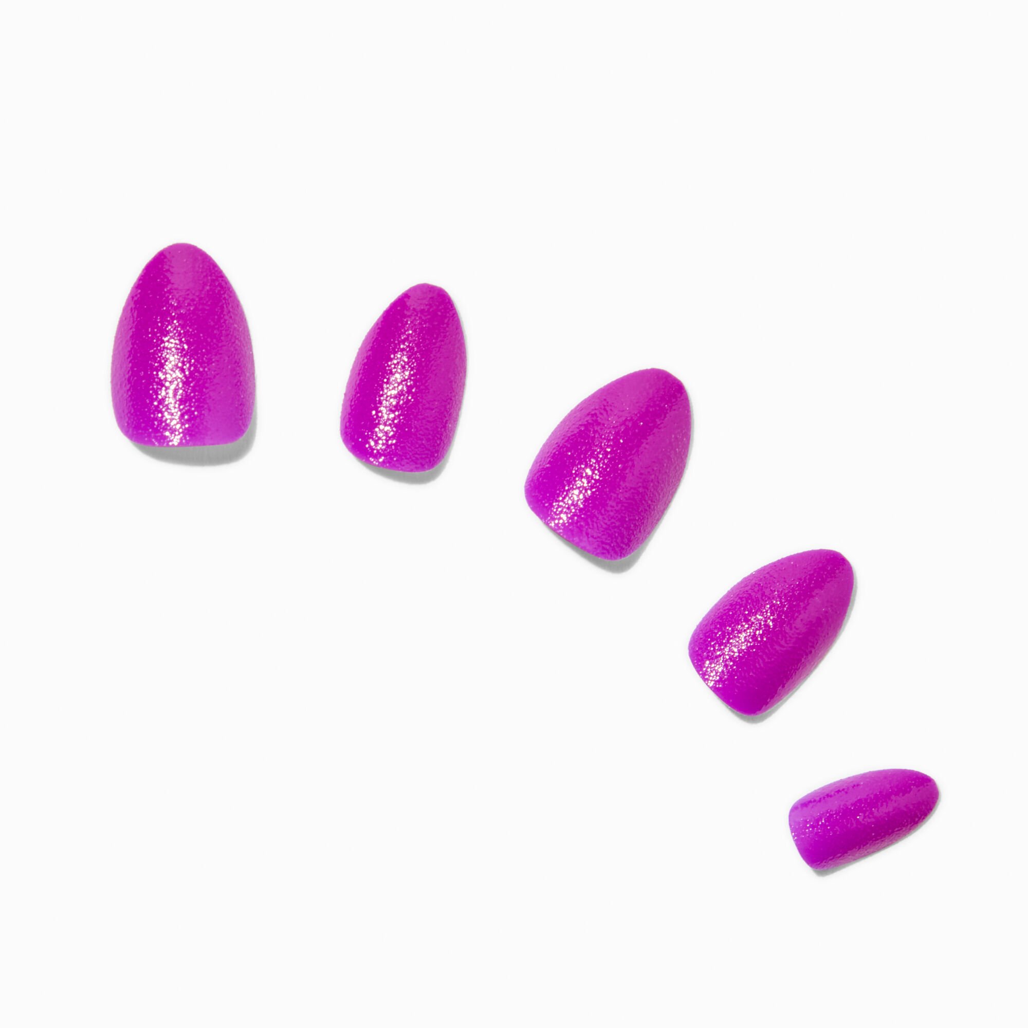 Purple Glossy Short Almond Vegan Faux Nail Set - 24 Pack,
