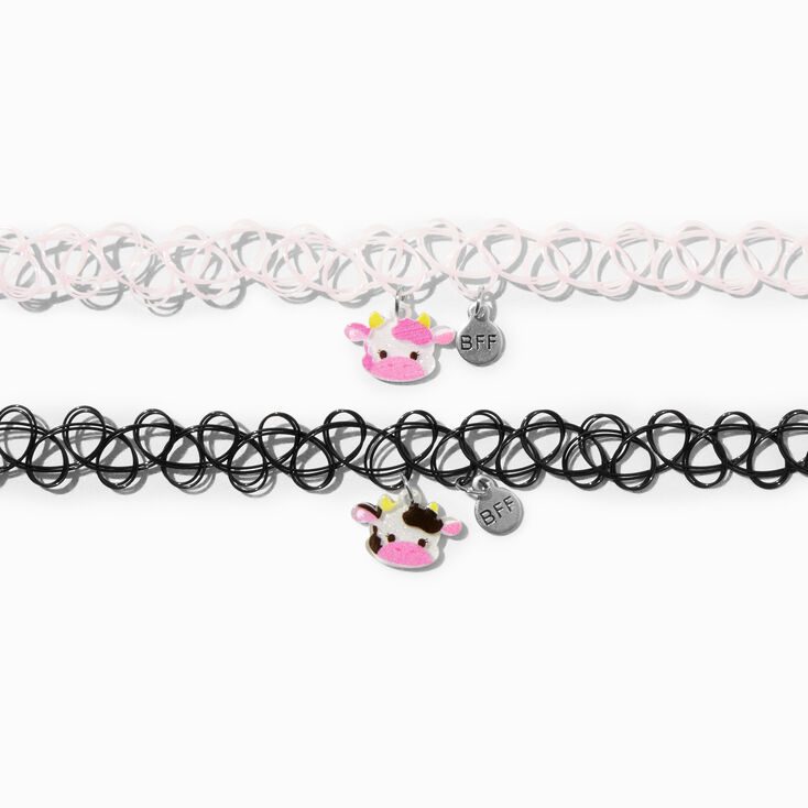 Best Friends Charming Cow Tattoo Choker Necklaces - 2 Pack,