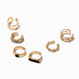 Black Crystal Gold-tone Ear Cuffs - 6 Pack ,