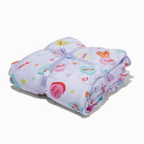 Conversation Hearts Plush Throw Blanket,