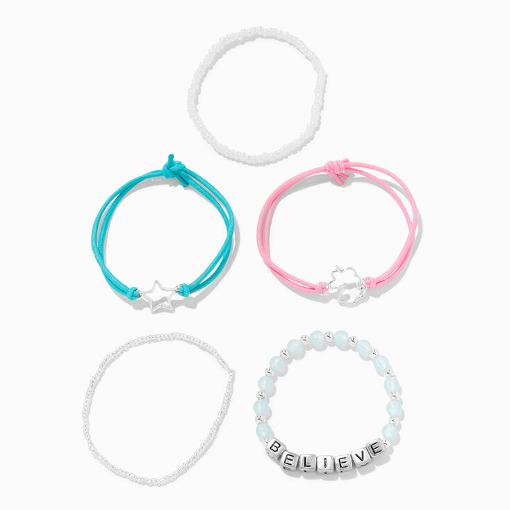 Believe Beaded Stretch &amp; Bolo Bracelets - 5 Pack,