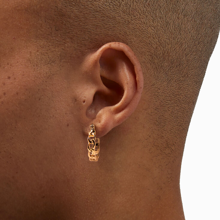 Gold-tone 20mm Curb Chain Hoop Earrings,