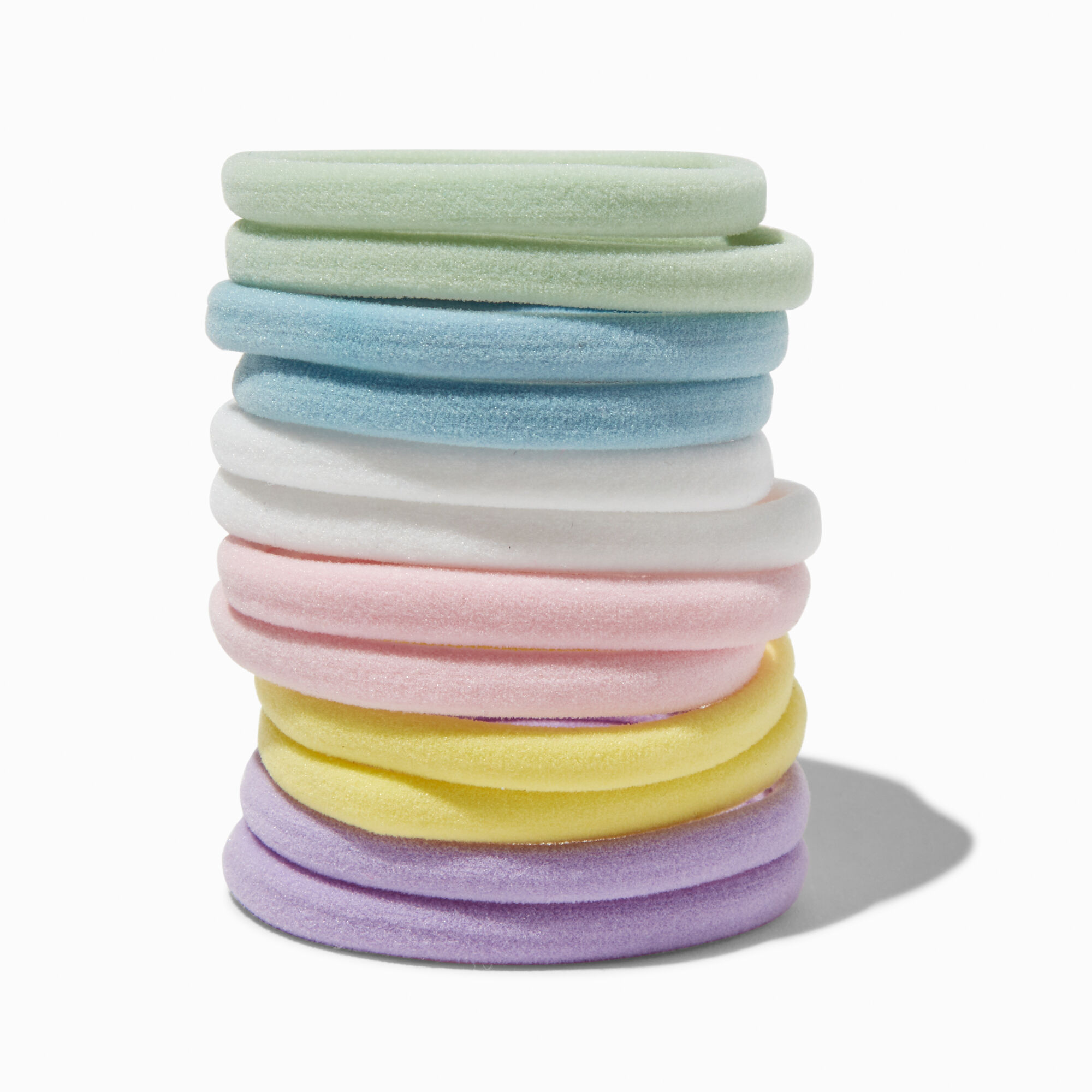View Claires Pastel Solid Rolled Hair Ties 12 Pack information