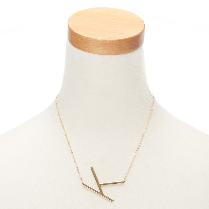 Oversized Initial Pendant Necklace - K,