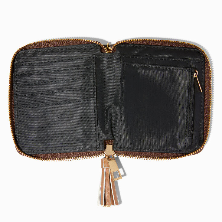 Brown &amp; Black Status Icons Zip Around Wallet,