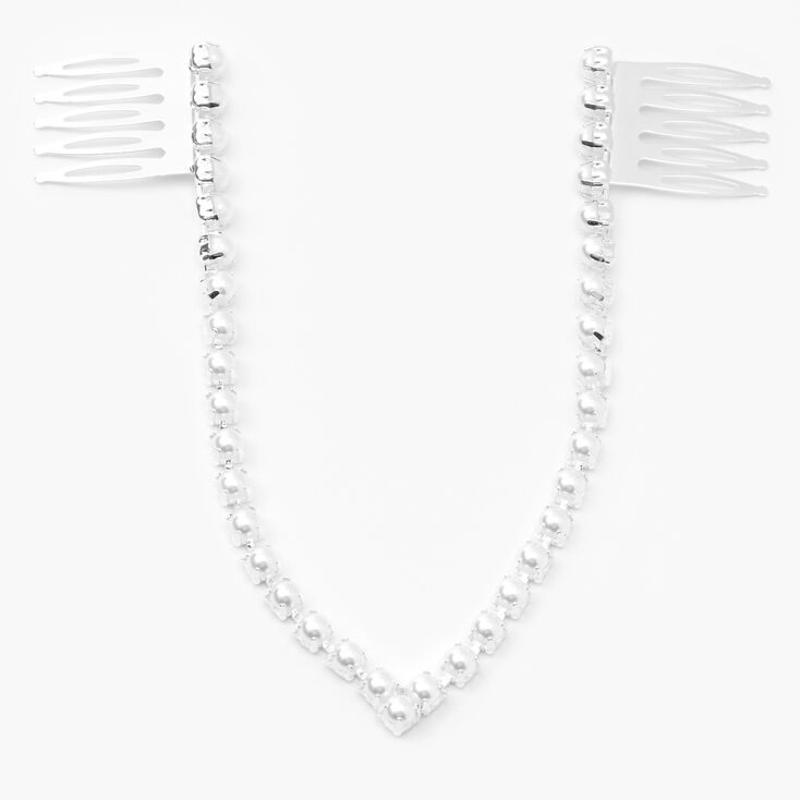 Ornement pour cheveux avec perles d&rsquo;imitation couleur argent&eacute;e,