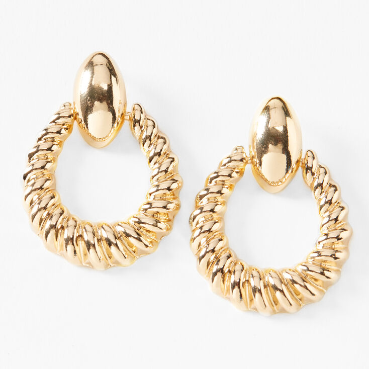 Gold 1&#39;&#39; Croissant Twisted Hoop Earrings,
