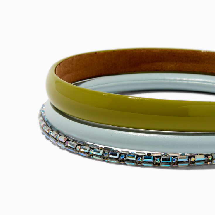 Lot de serre-t&ecirc;tes bleu clair et vert olive - Lot de 3,