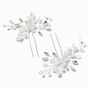 Silver Crystal Spray Floral Hair Pins - 2 Pack,