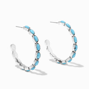 Turquoise Beaded 50MM Hoop Earrings,