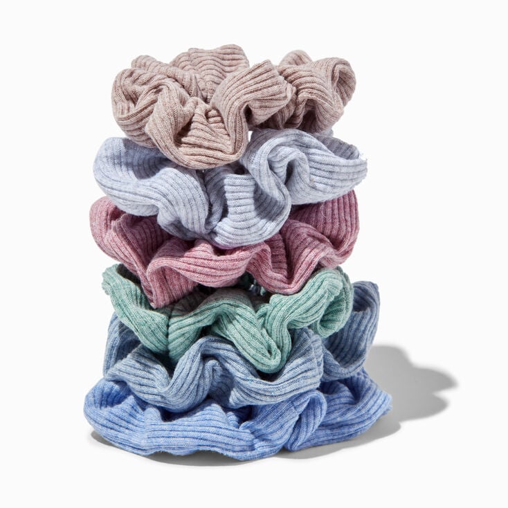 Ribbed Heathered Mixed Hair Scrunchies - 6 Pack,